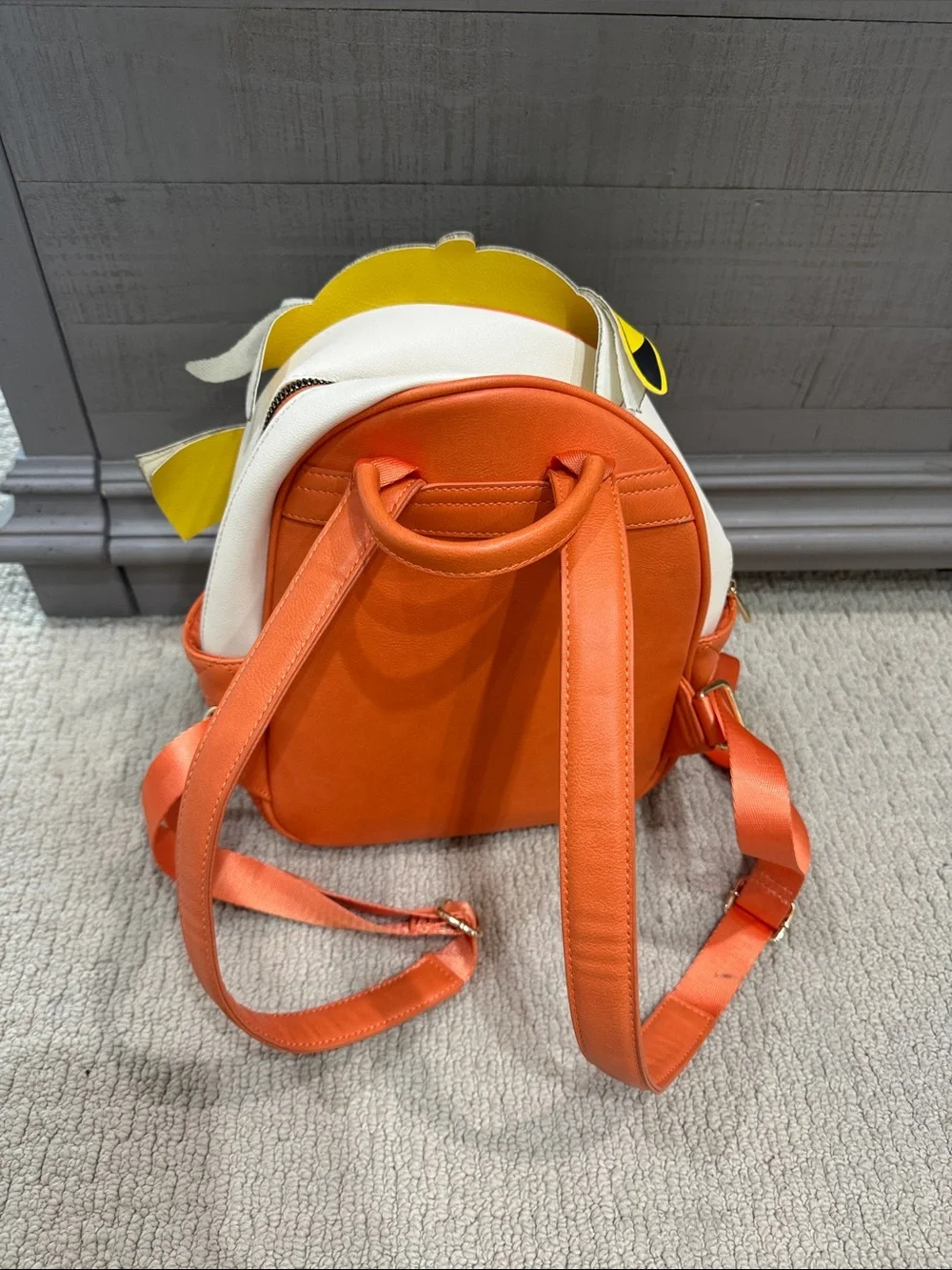 Kids Orange Quilted Backpack with Pikachu Pumpkin Design